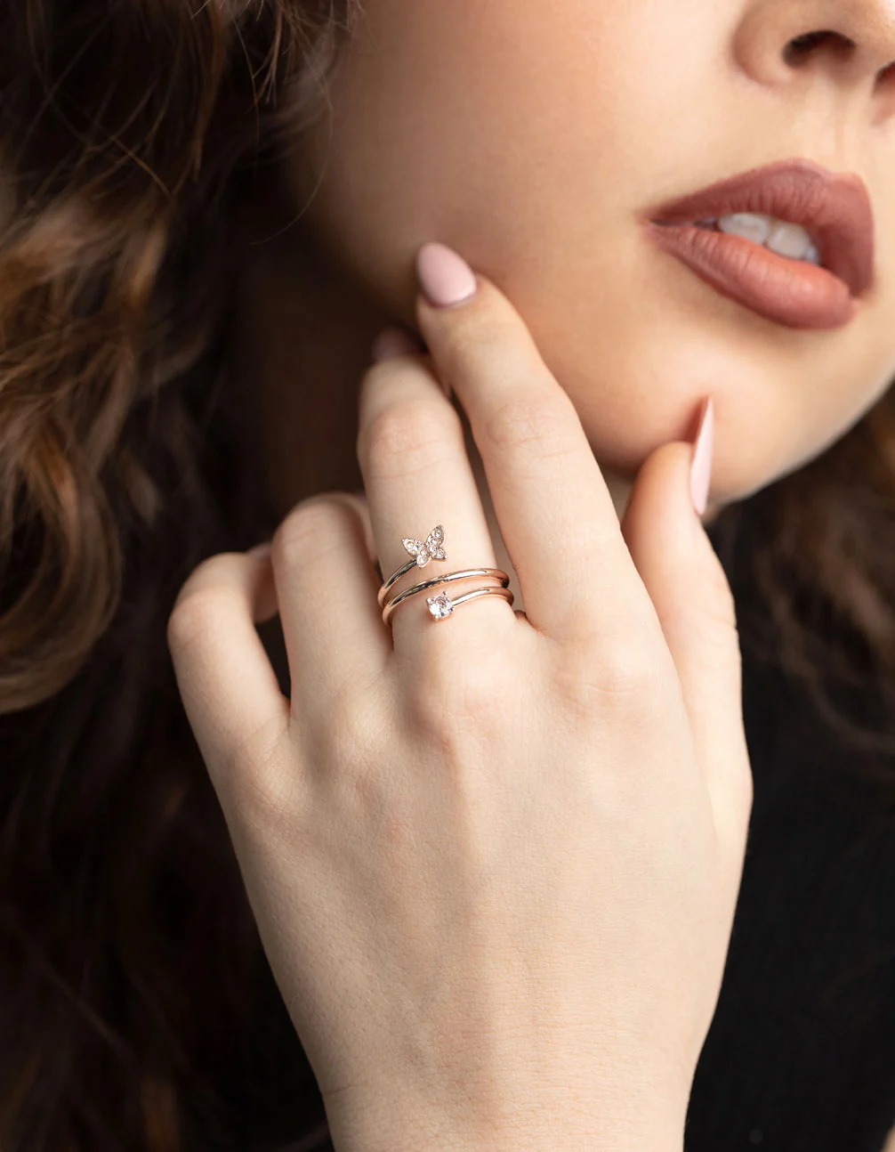 Rose Gold Butterfly Wrap Ring - Image 2