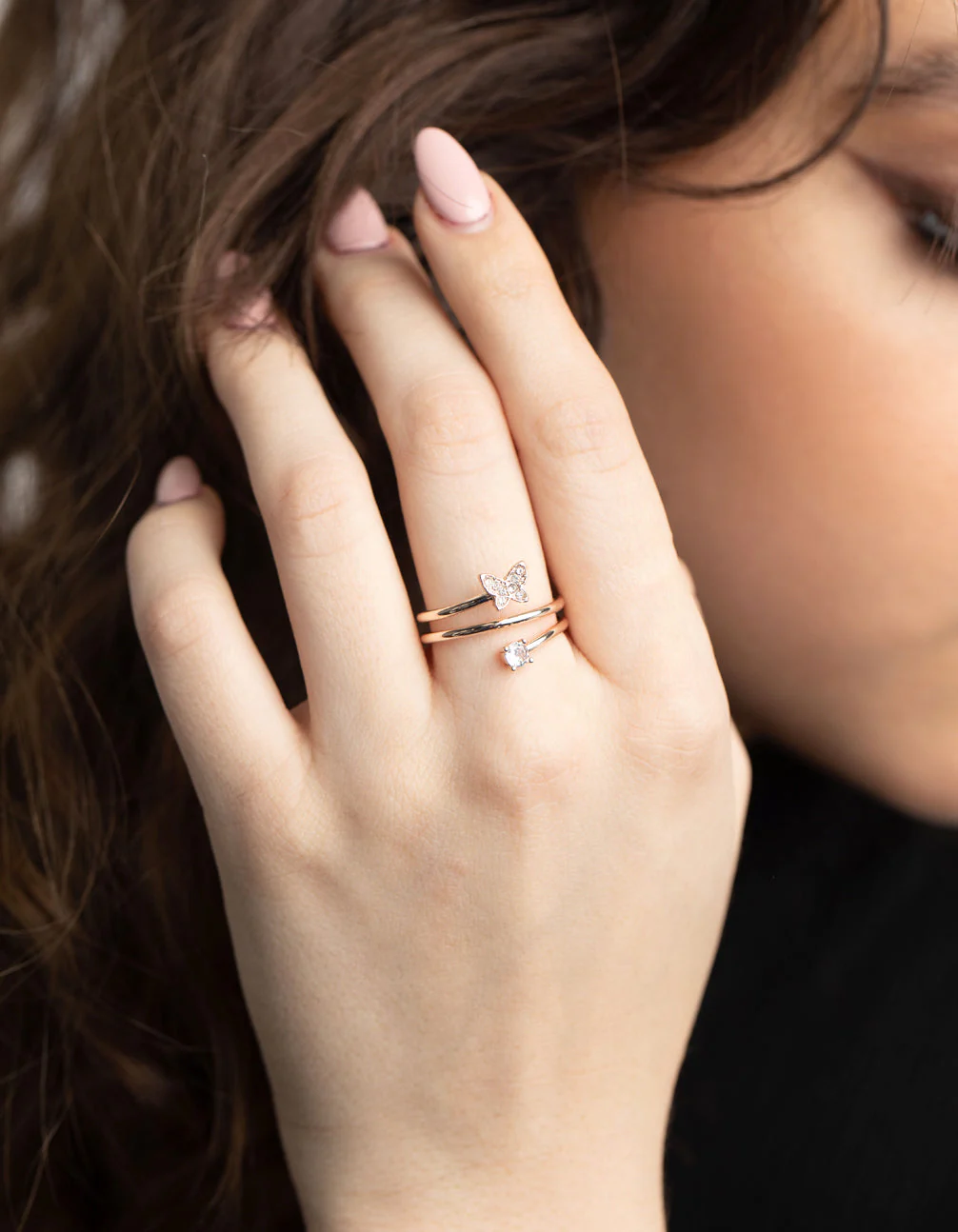 Rose Gold Butterfly Wrap Ring - Image 5