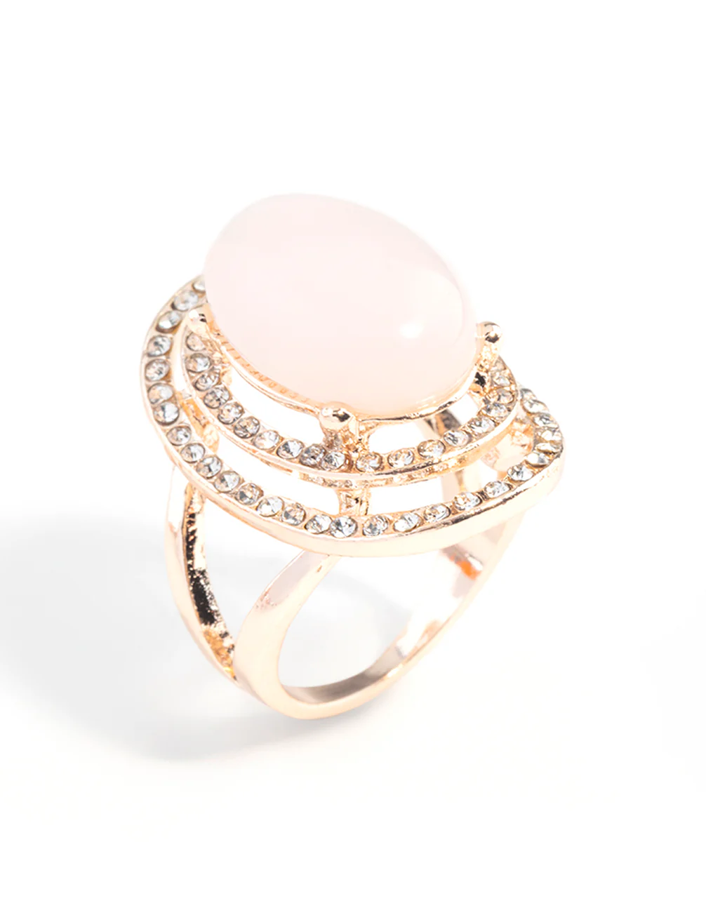 Rose Gold Pink Stone Diamante Ring - Image 2