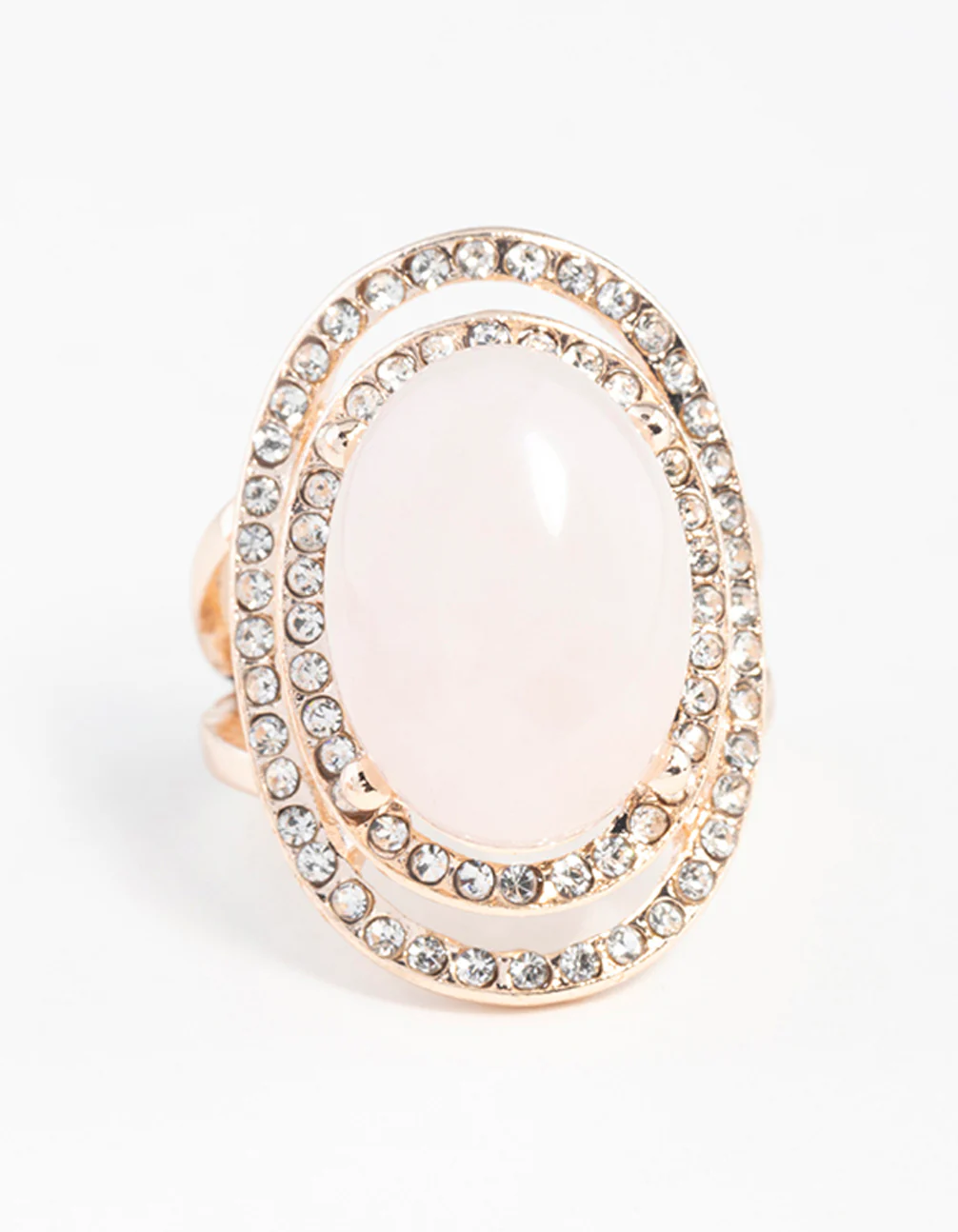 Rose Gold Pink Stone Diamante Ring - Image 3