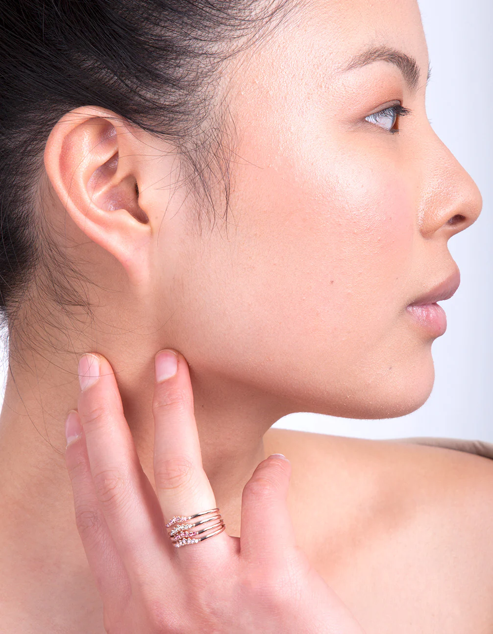 Rose Gold Ombre Diamante Ring Stack - Image 2