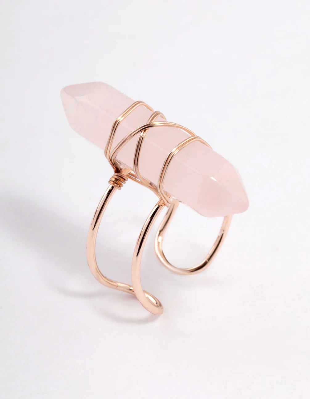 Rose Gold Semi Precious Pink Stone Ring - Image 2