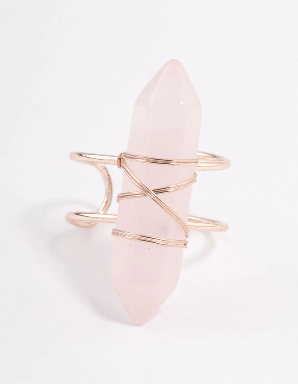 Rose Gold Semi Precious Pink Stone Ring - Image 3