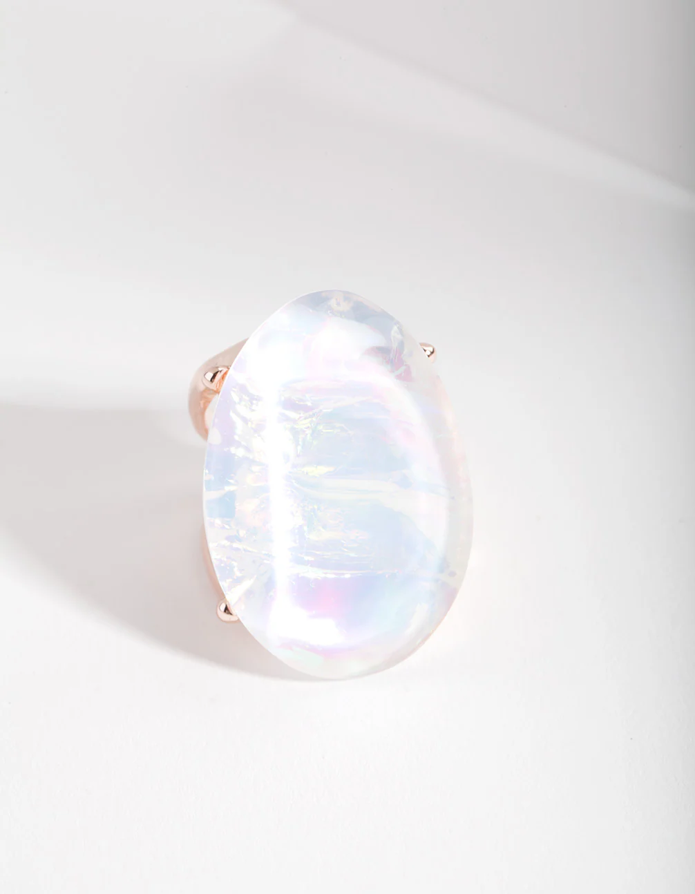 Rose Gold White Cocktail Ring - Image 2