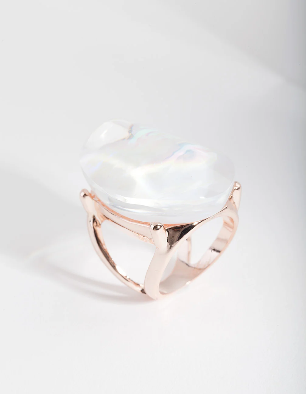 Rose Gold White Cocktail Ring - Image 3