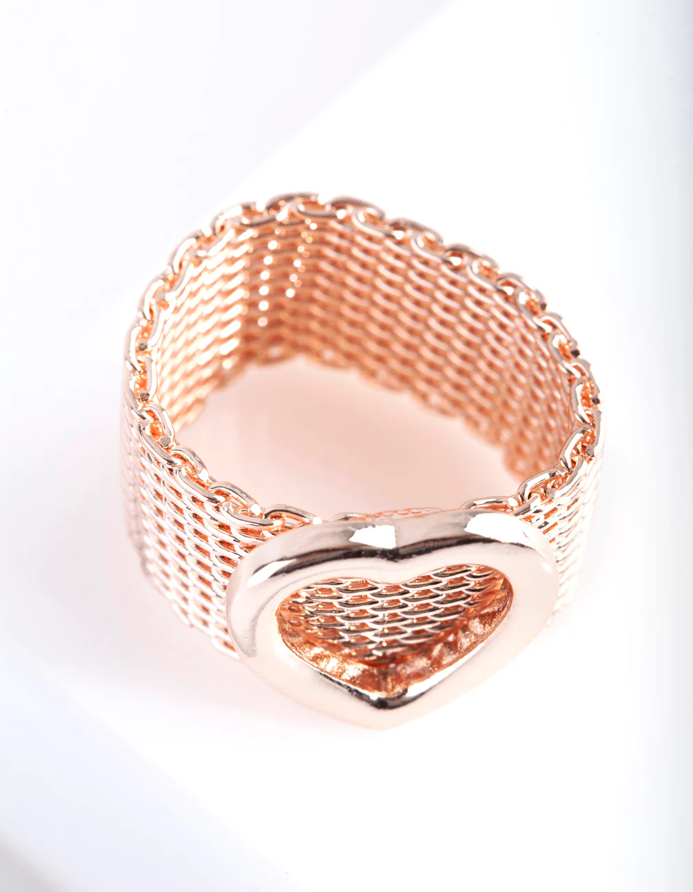Rose Gold Thick Chain Heart Ring - Image 2