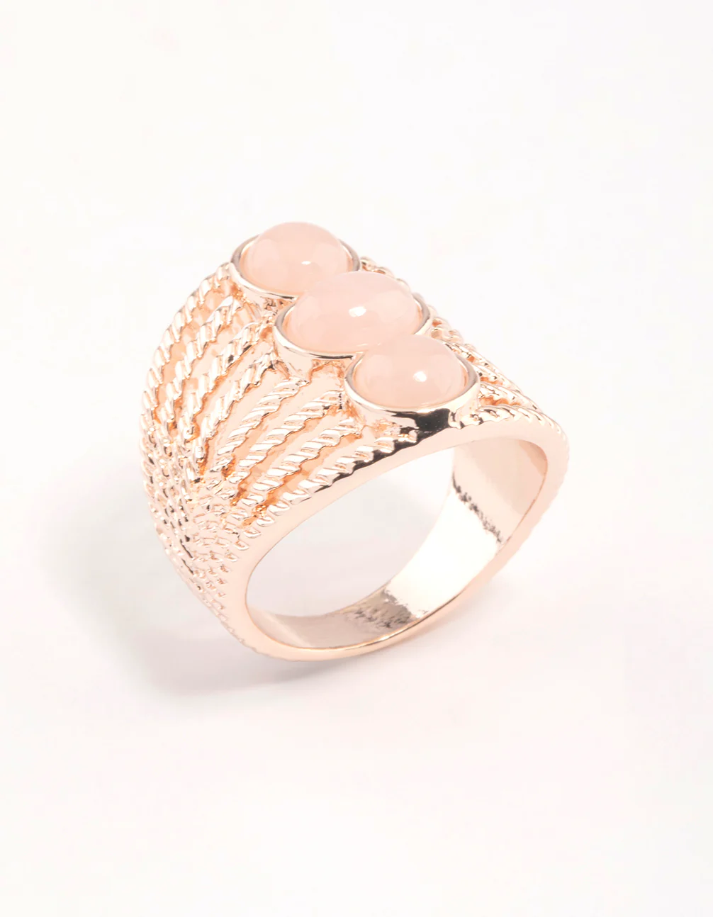 Rose Gold Vertical Triple Stone Ring - Image 2