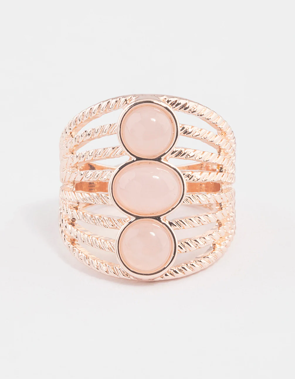 Rose Gold Vertical Triple Stone Ring - Image 3