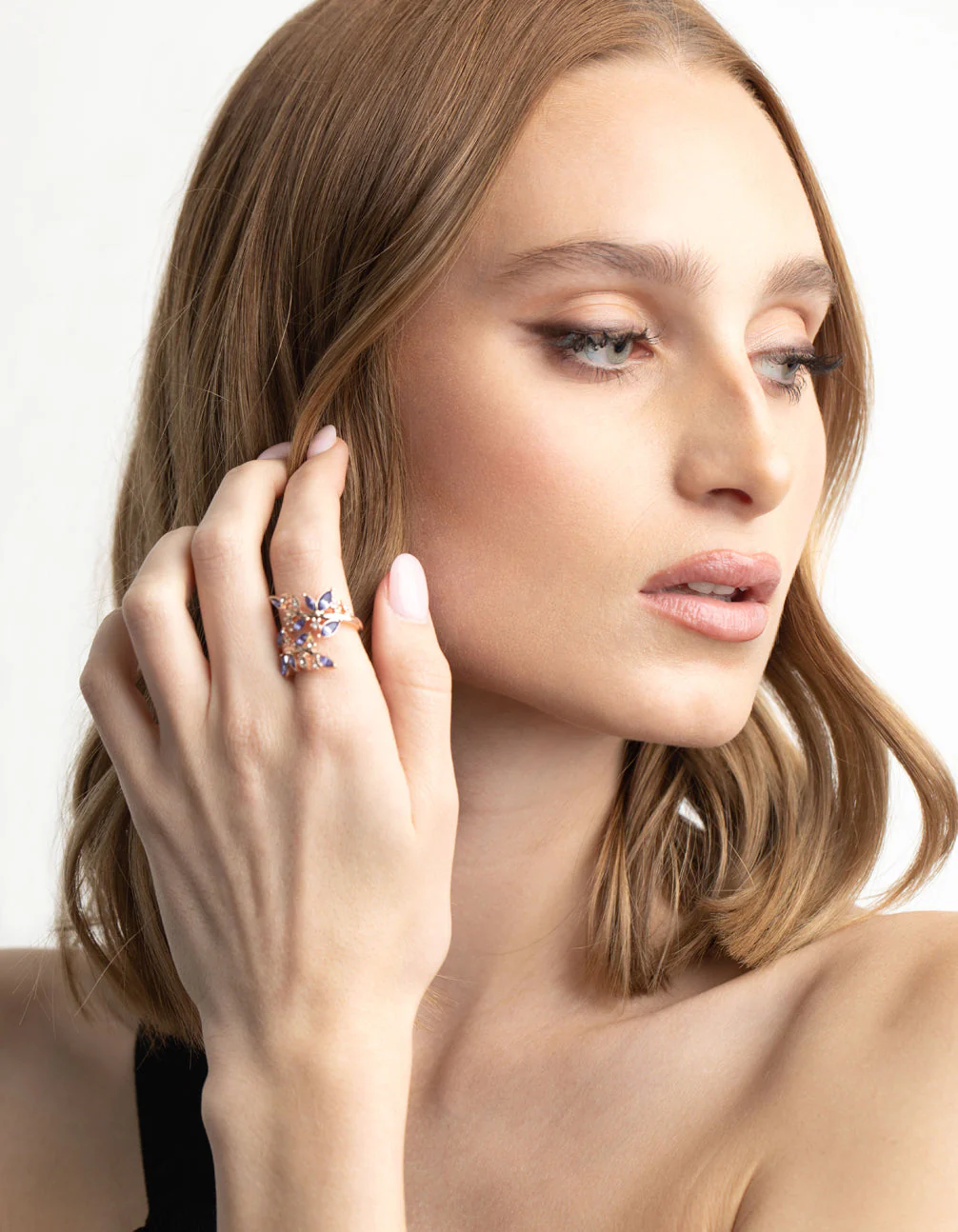 Rose Gold Lilac Vine Ring - Image 2
