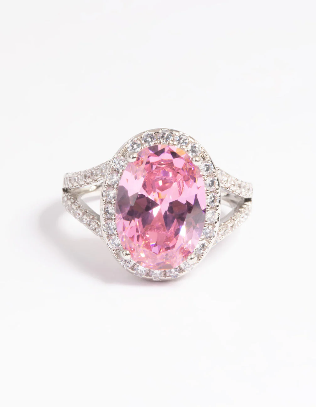 Rhodium Pink Cubic Zirconia Ring - Image 2