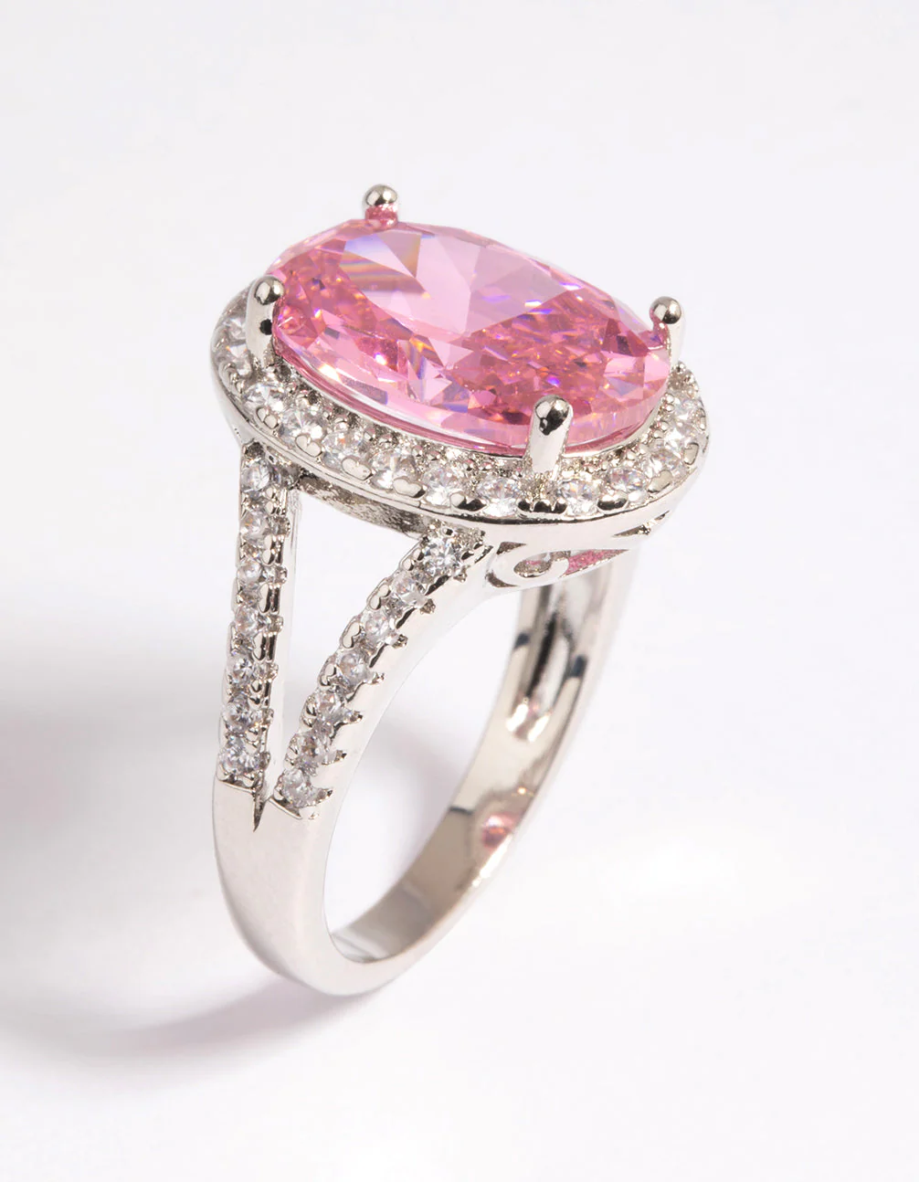 Rhodium Pink Cubic Zirconia Ring - Image 3
