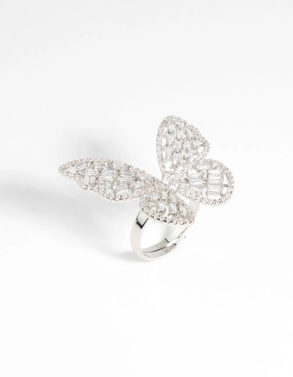 Rhodium Cubic Zirconia Butterfly Statement Ring - Image 4