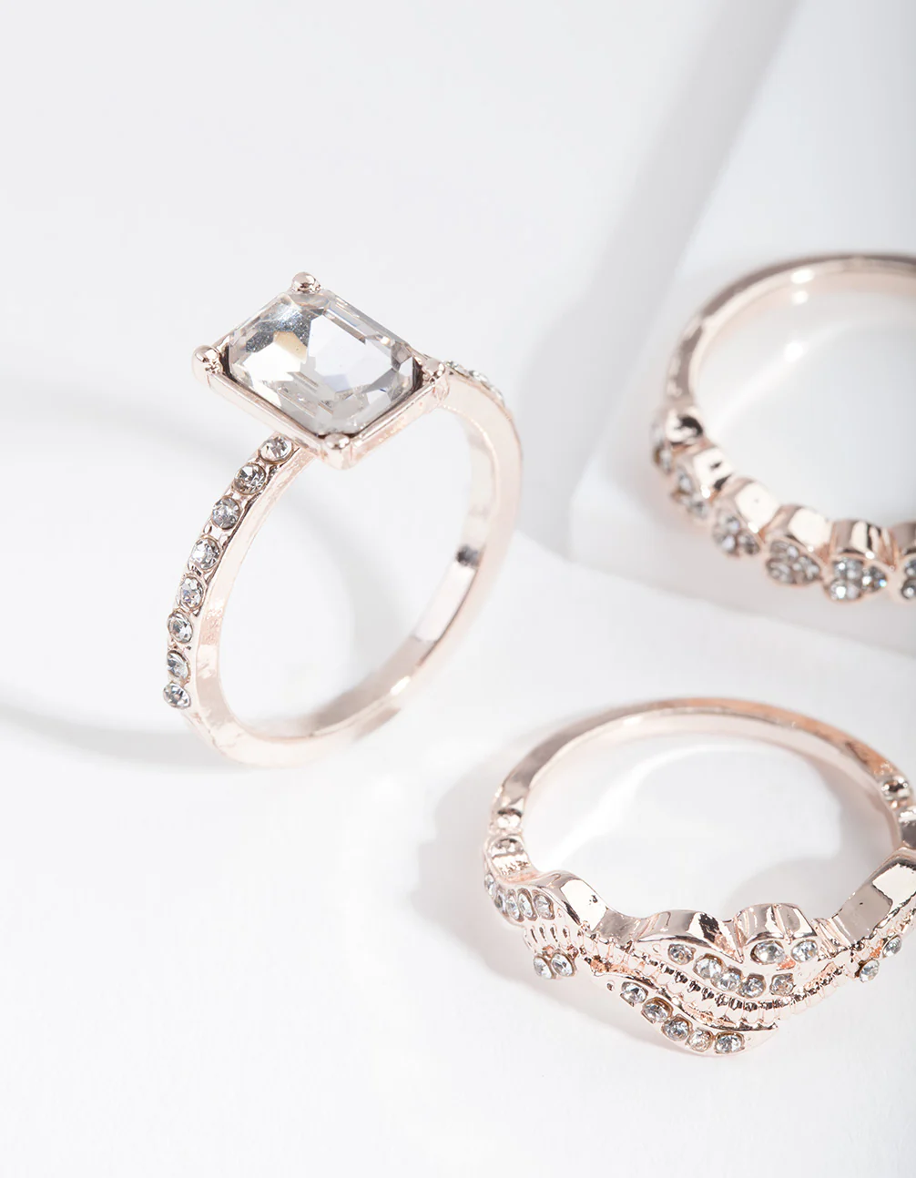 Rose Gold Chunky Engagement Ring Stack - Image 2