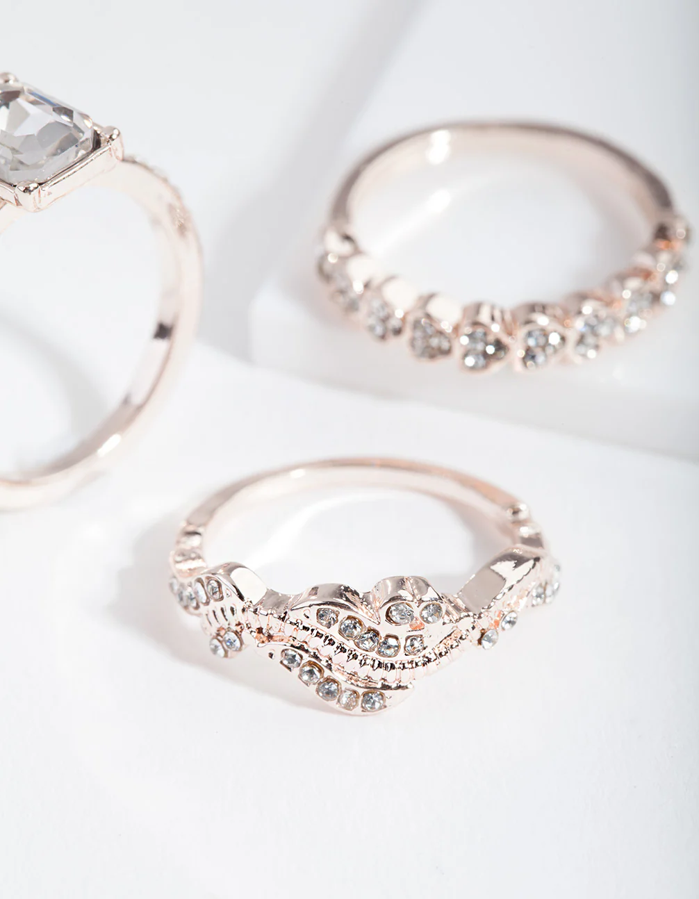 Rose Gold Chunky Engagement Ring Stack - Image 3