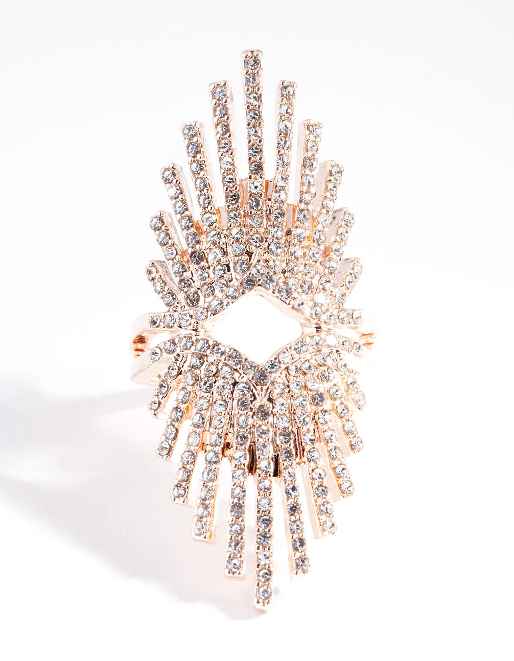 Rose Gold Diamante Burst Ring - Image 2
