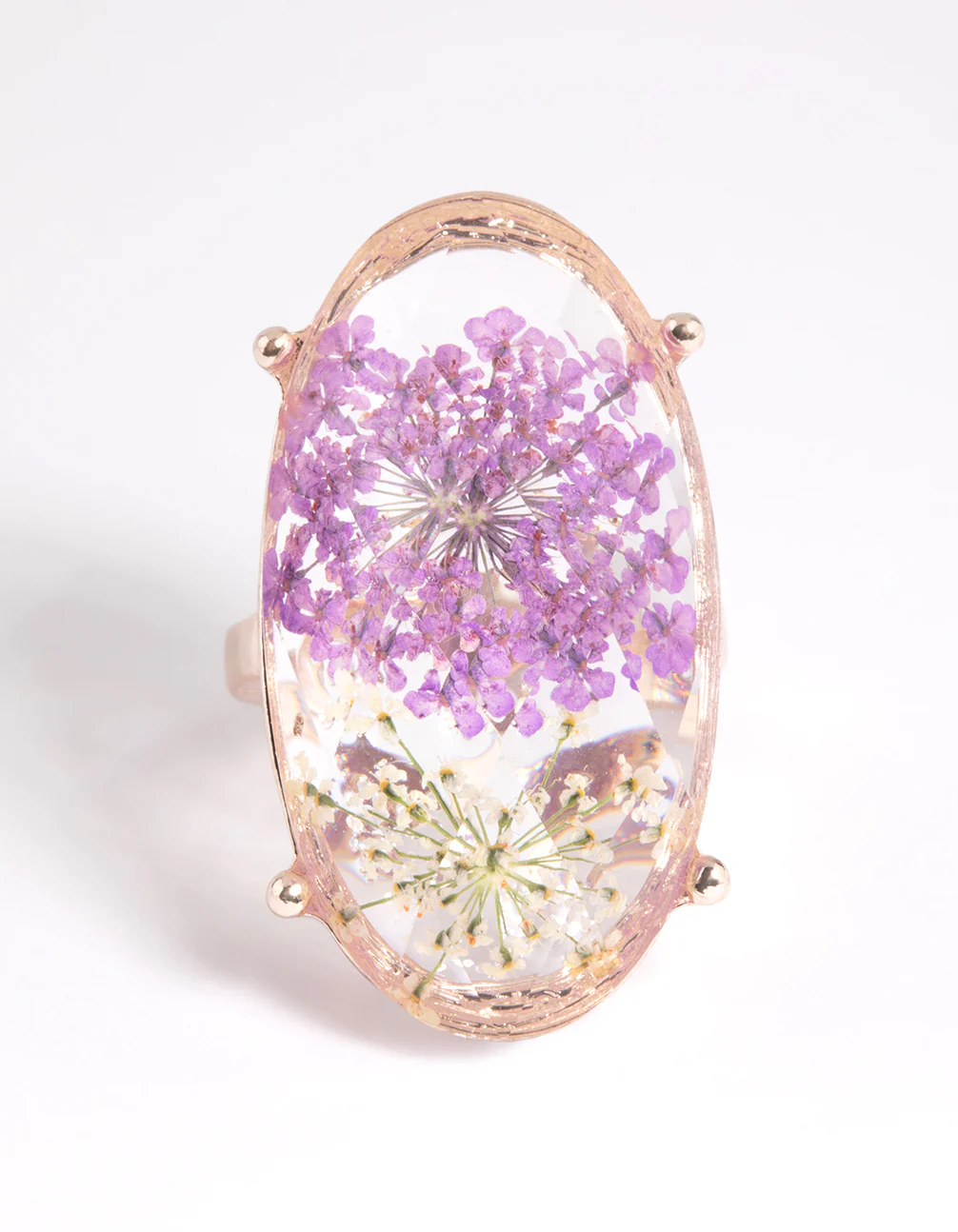 Gold & Lilac Flower Ring - Image 3