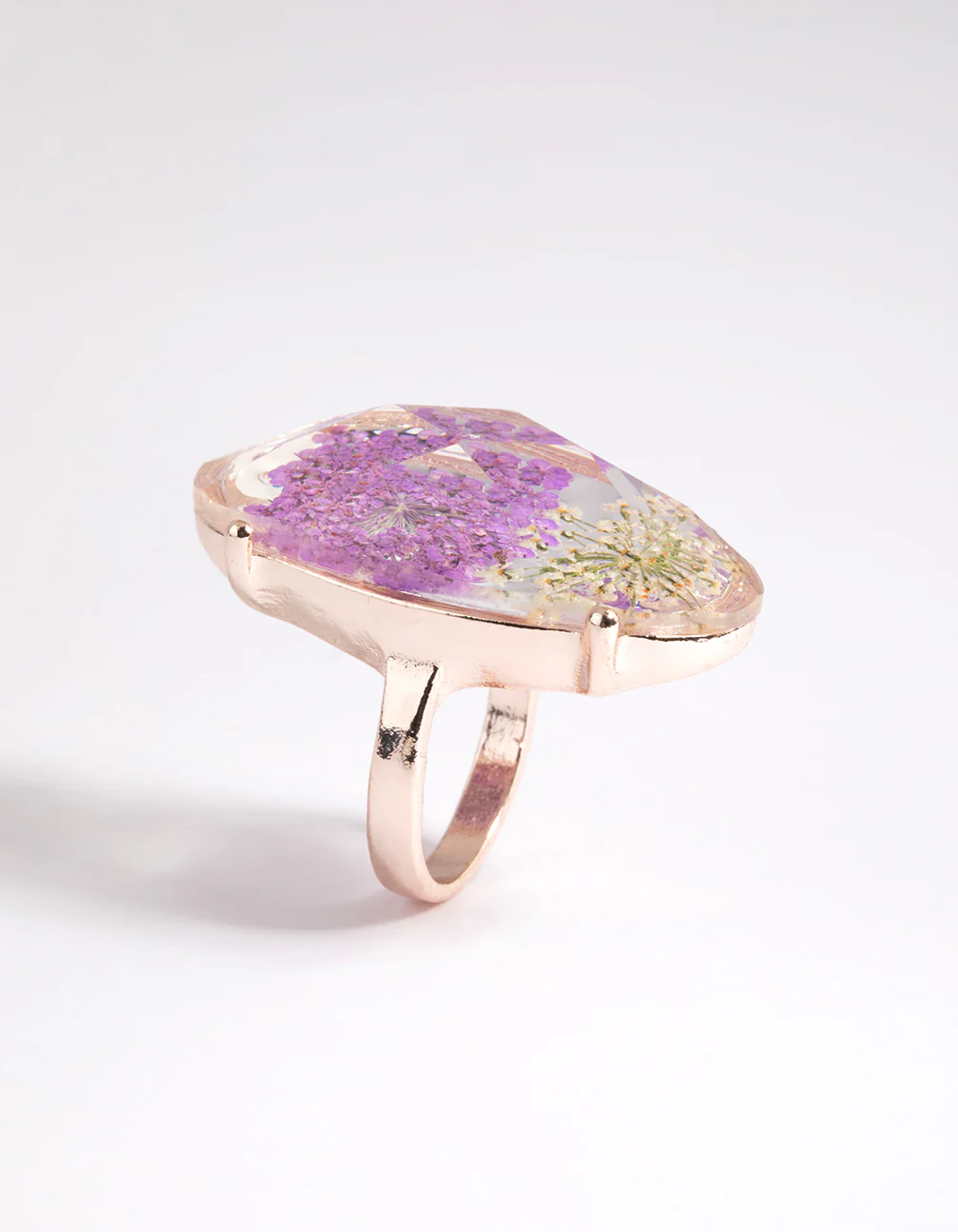Gold & Lilac Flower Ring - Image 4
