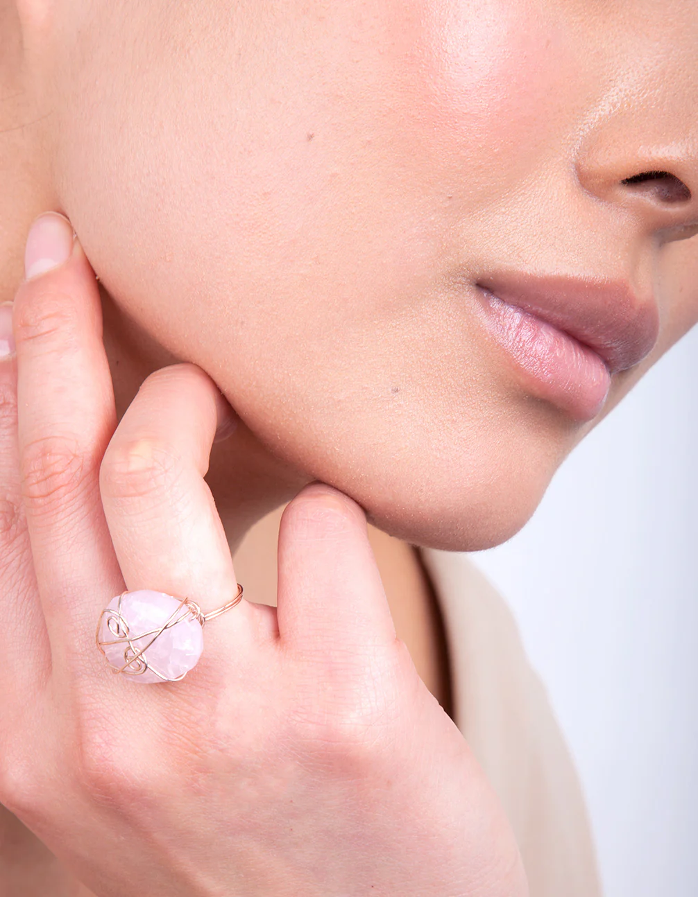 Rose Gold Pink Stone Ring - Image 3