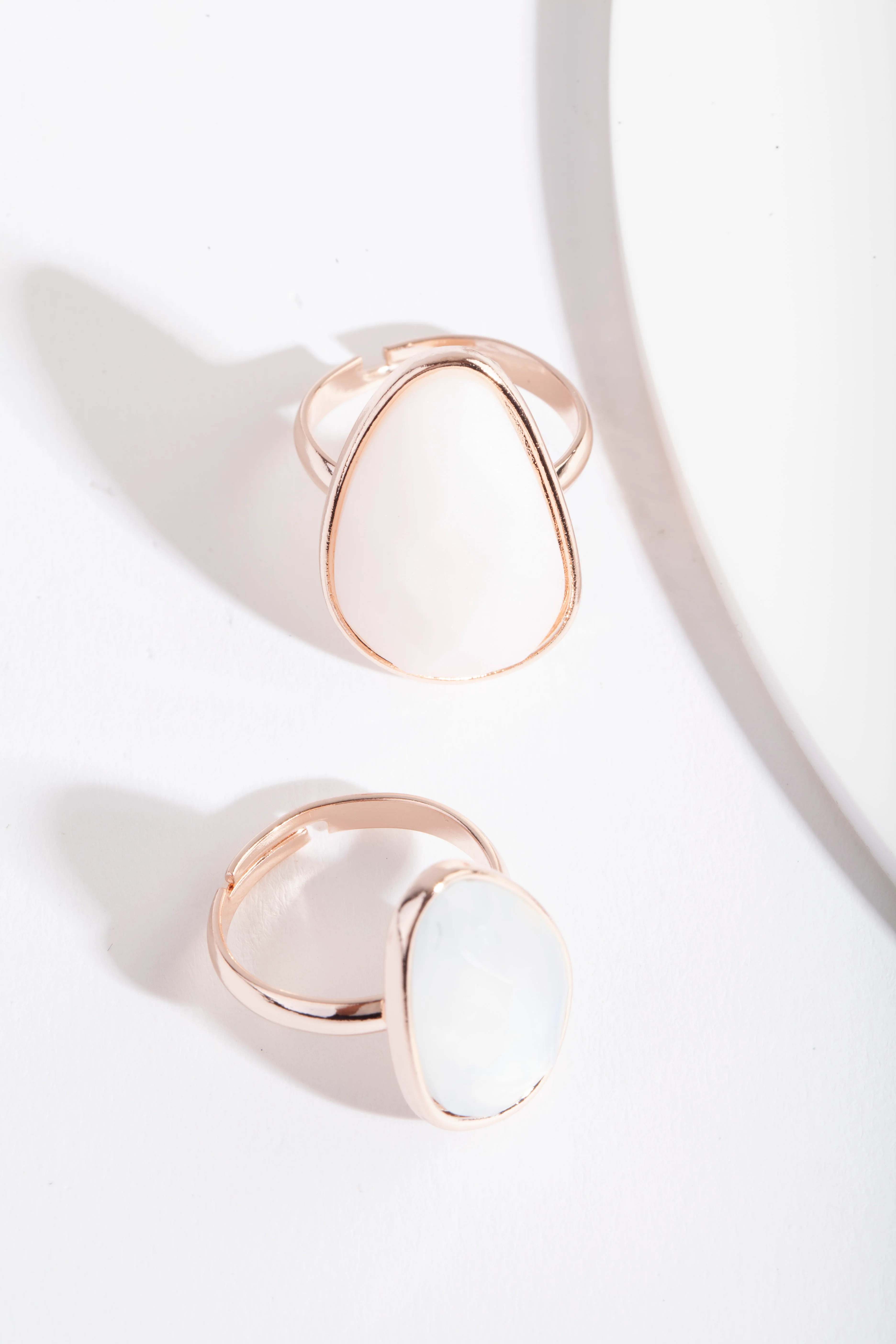 Rose Gold Pink Stone Ring Stack - Image 2