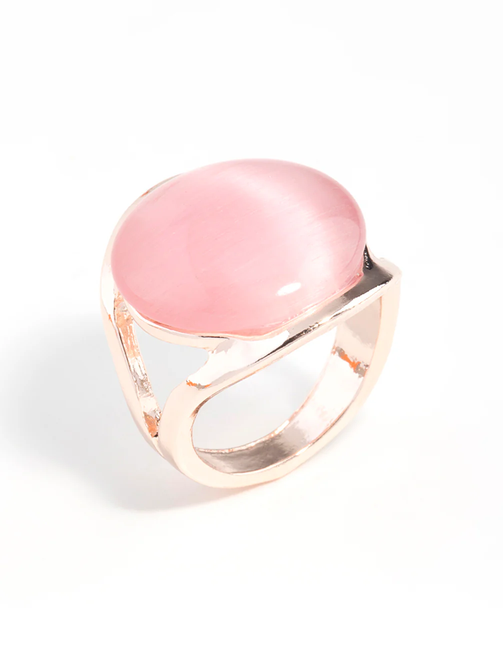 Rose Gold Large Cateye Round Ring - Image 2