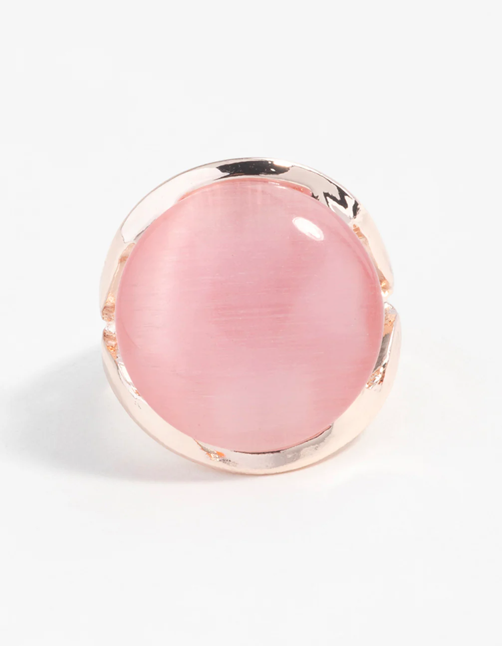Rose Gold Large Cateye Round Ring - Image 3