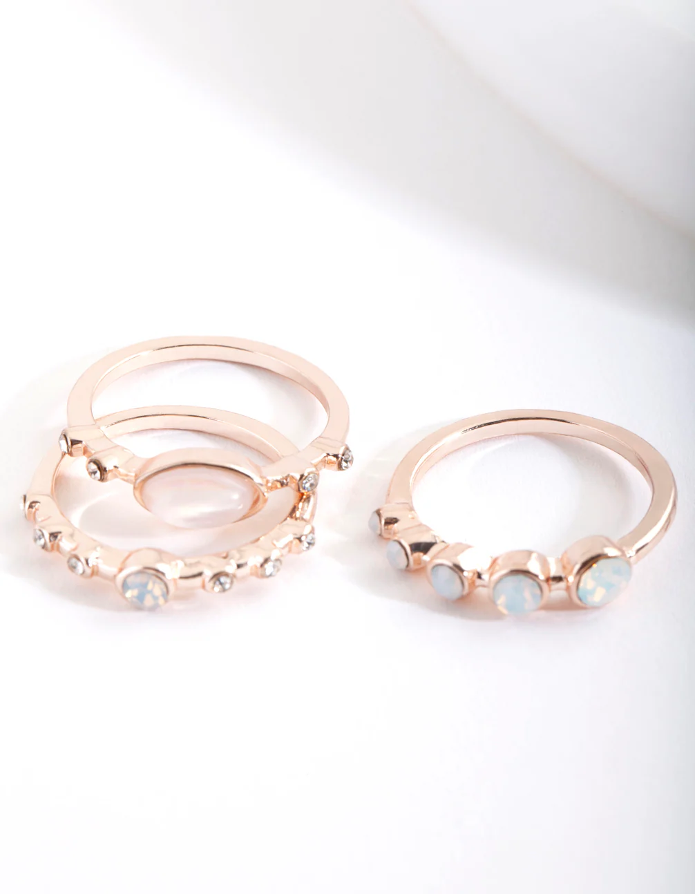 Rose Gold Reflective Stone Ring Stack - Image 2