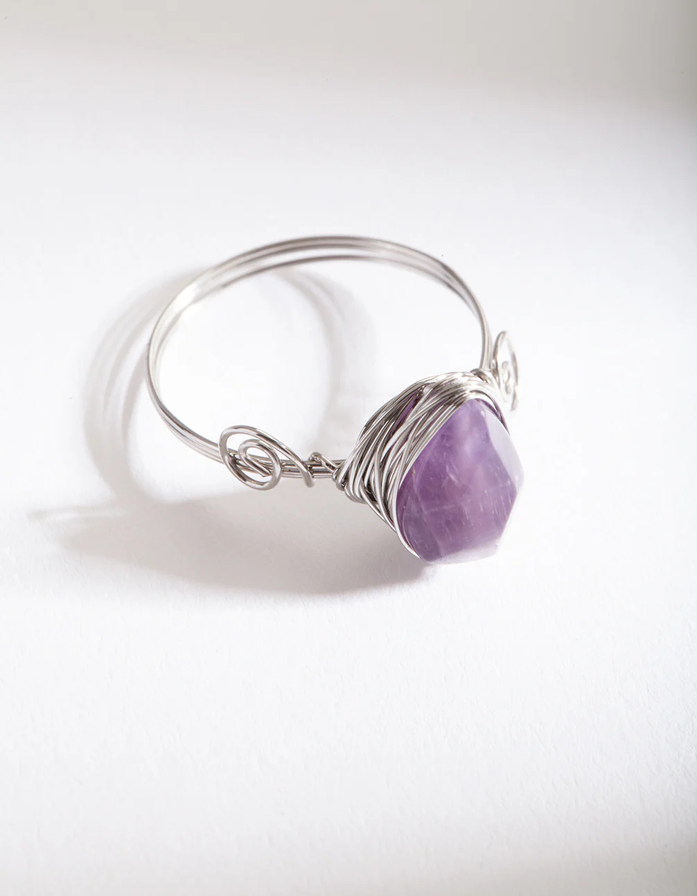 Silver Wire Purple Stone Ring - Image 4