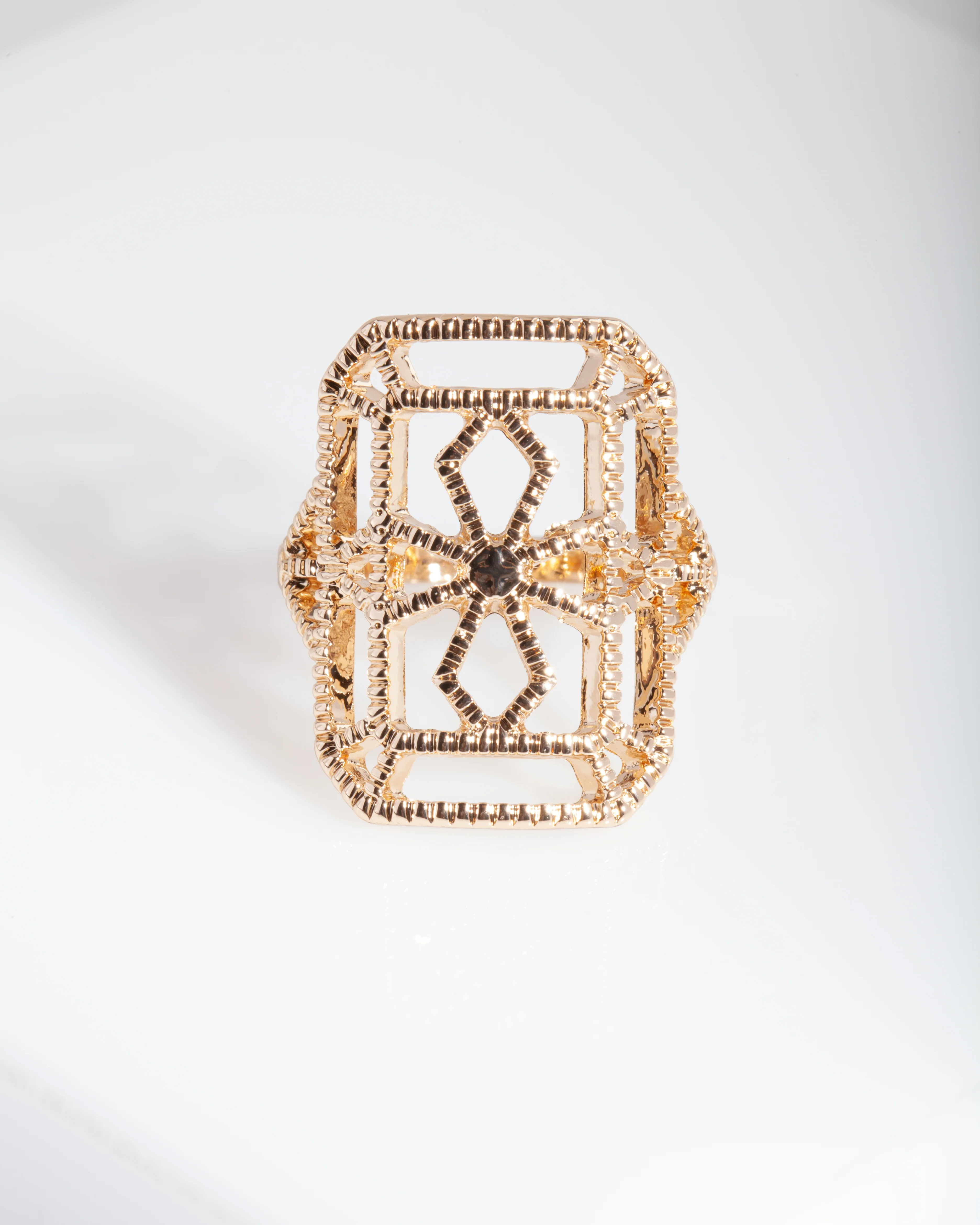 Gold Dotted Shield Ring - Image 2
