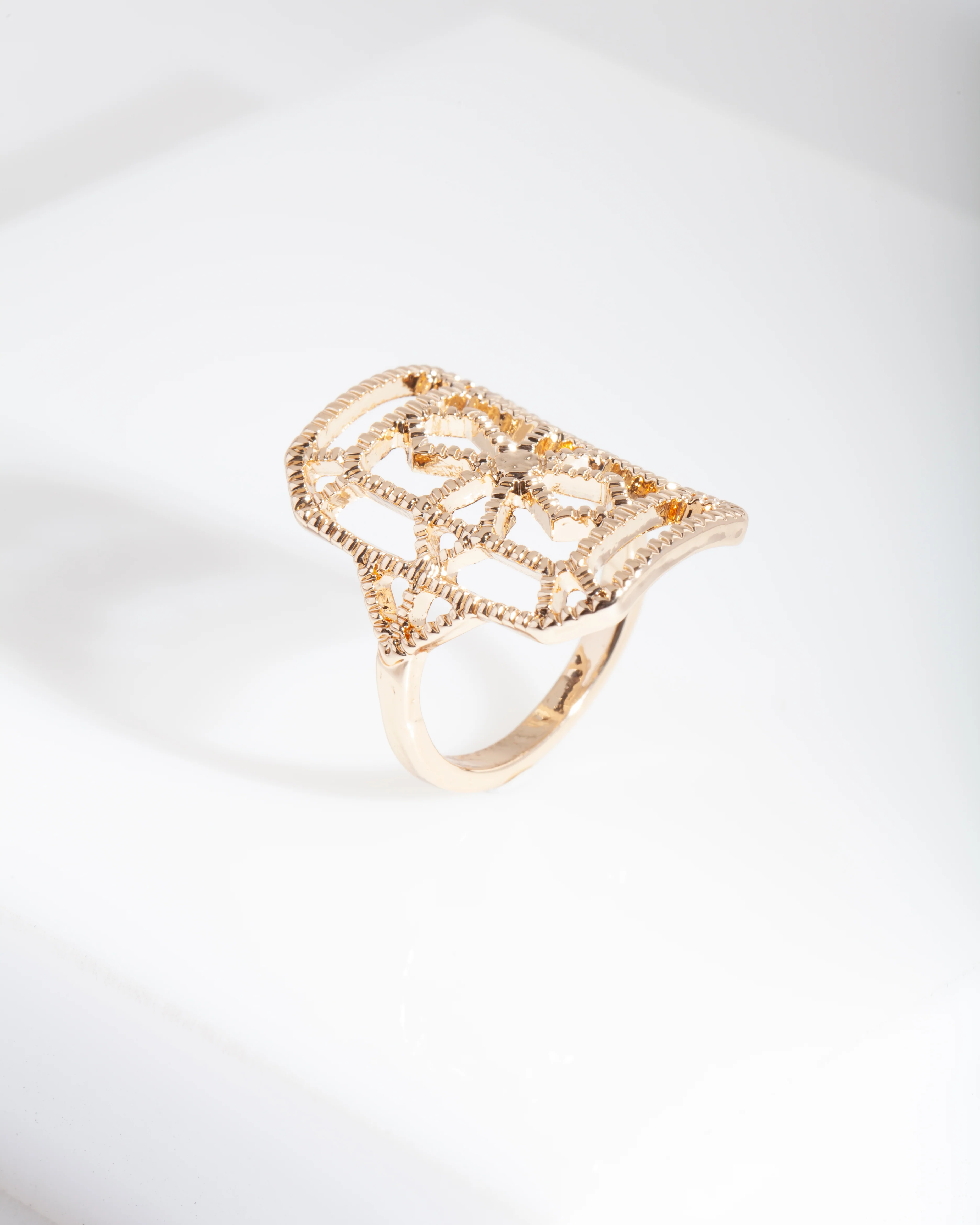 Gold Dotted Shield Ring - Image 3