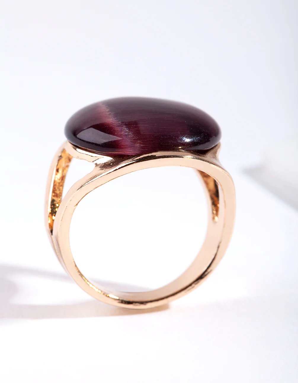 Gold Large Purple Cateye Ring - Image 2