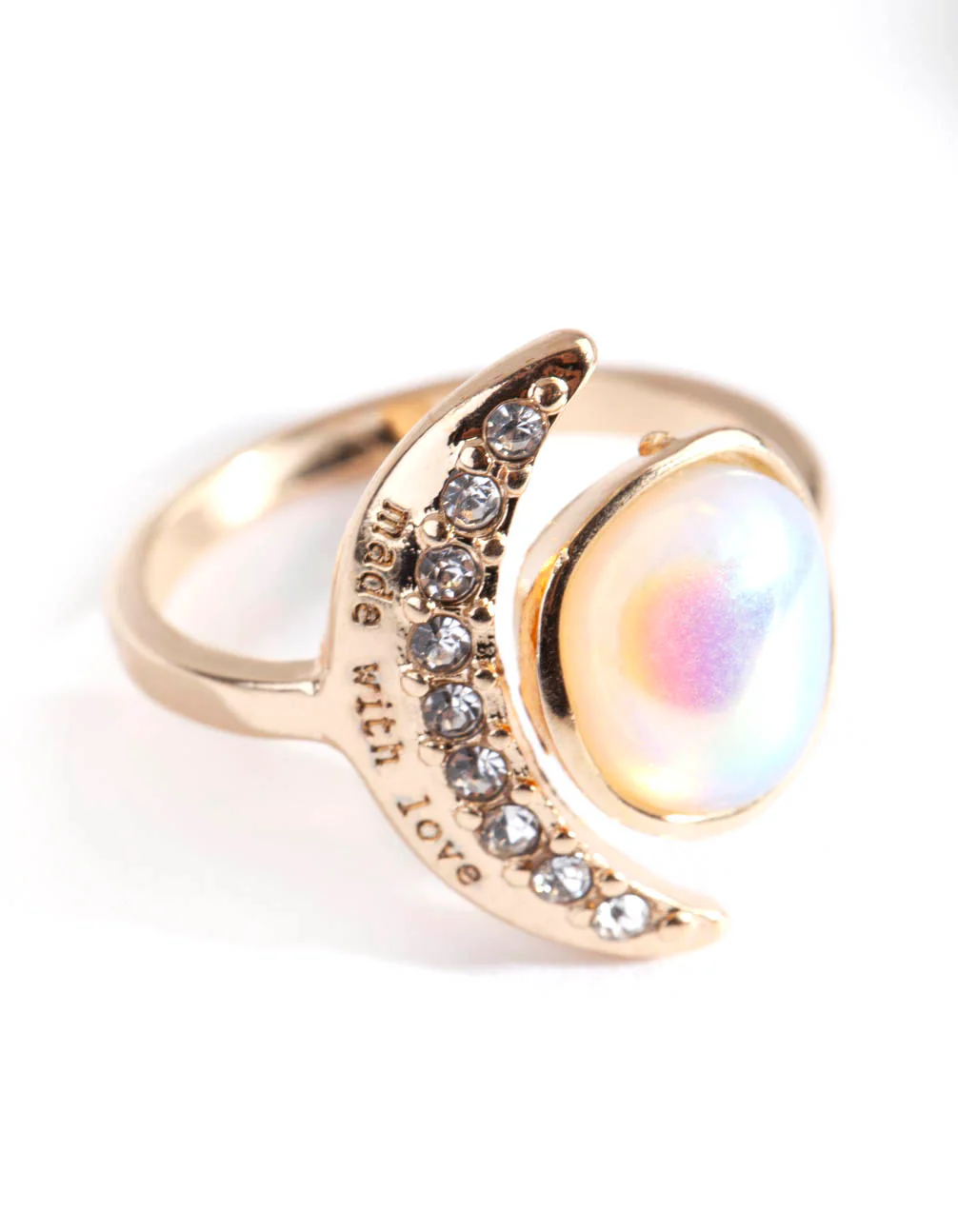 Gold Rainbow Stone & Moon Ring - Image 3