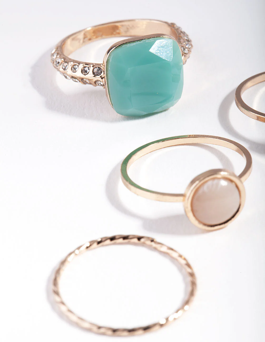 Gold Pastel Stone Ring Stack - Image 2