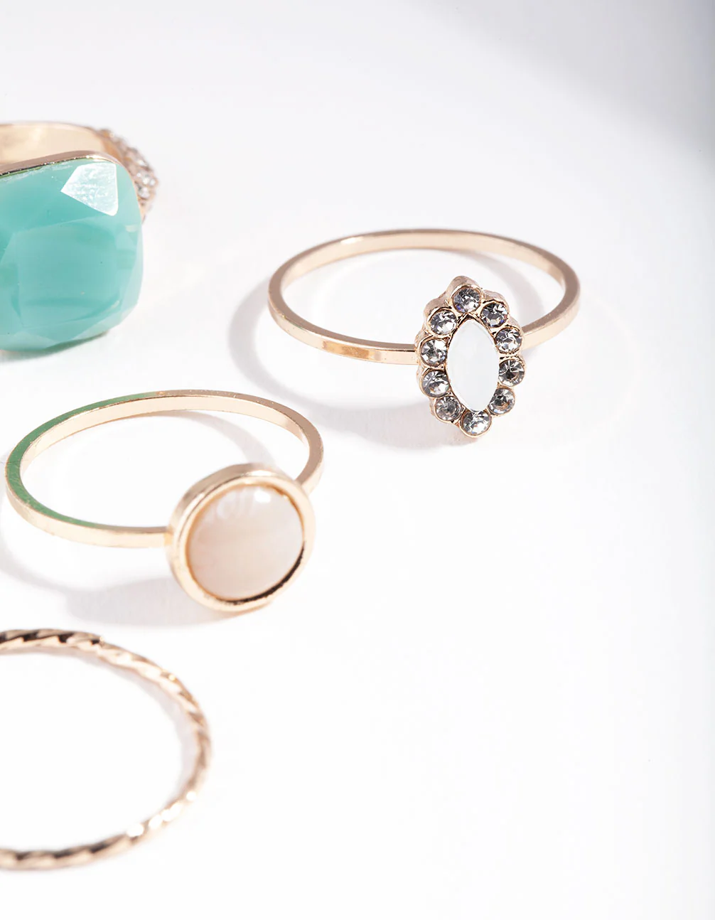Gold Pastel Stone Ring Stack - Image 3