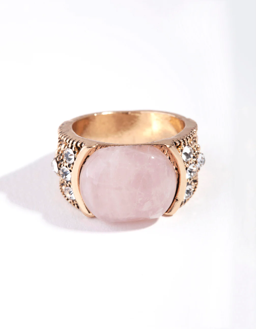 Antique Gold Pink Boho Ring - Image 2