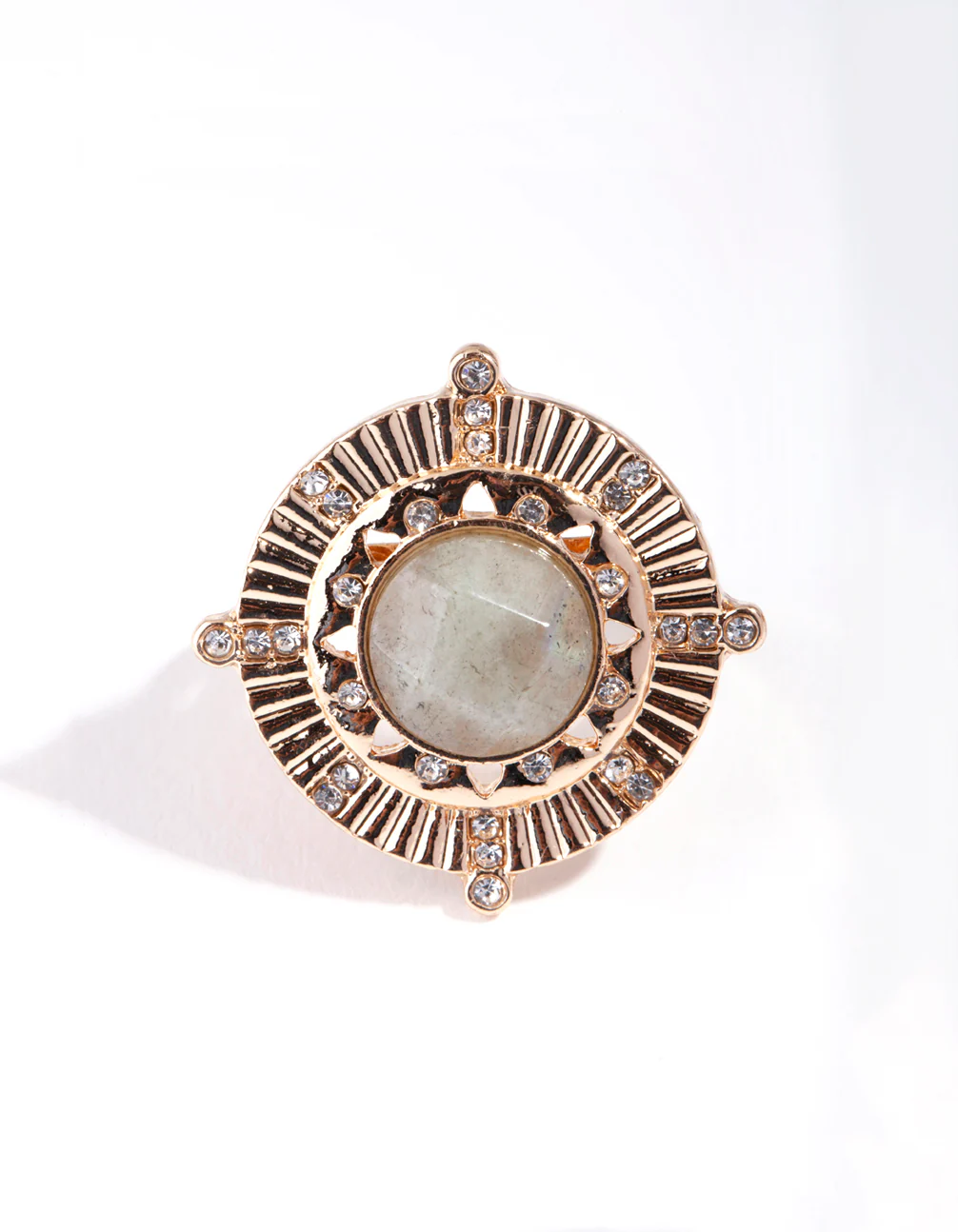 Gold Medallion Stone Ring - Image 2
