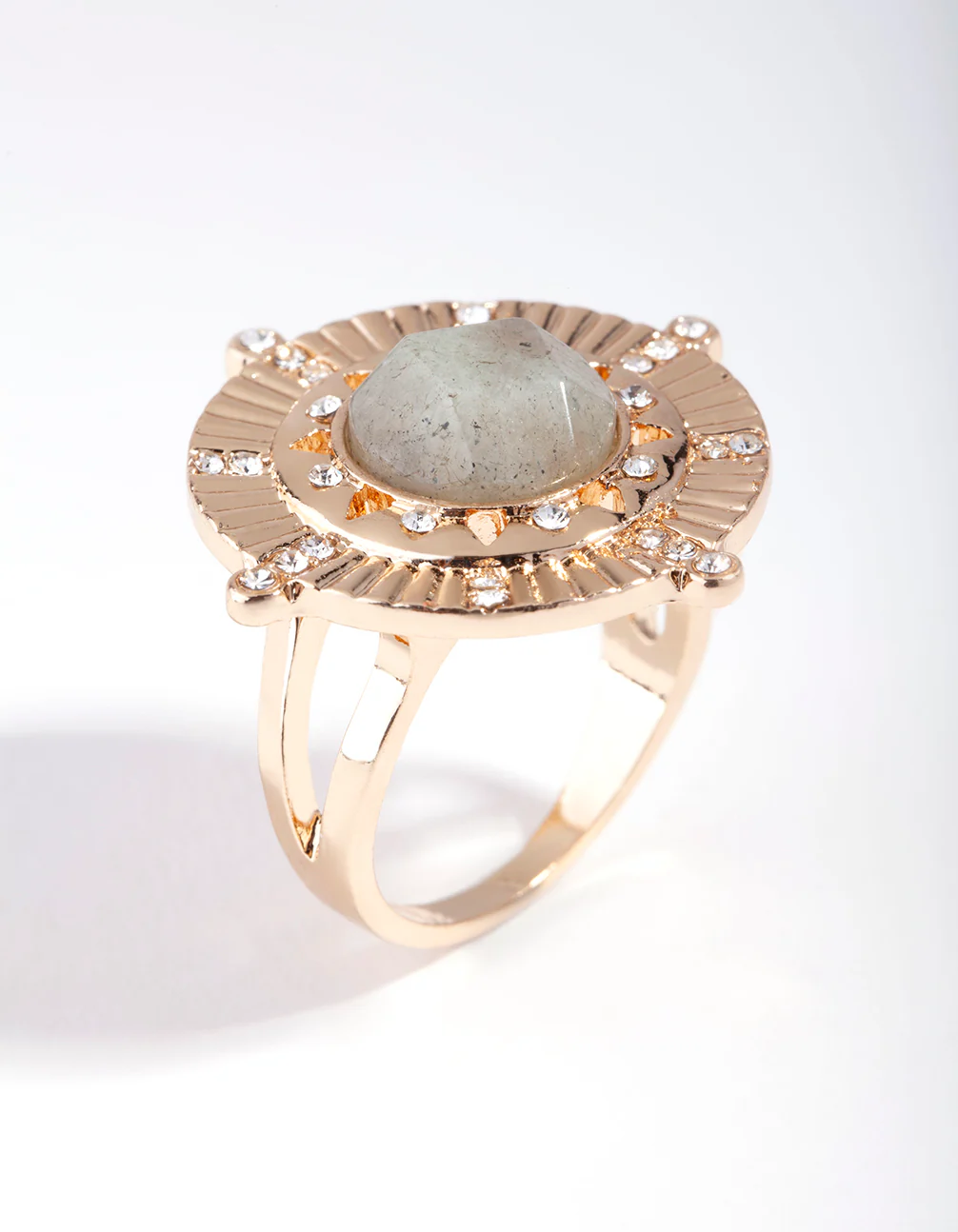 Gold Medallion Stone Ring - Image 3