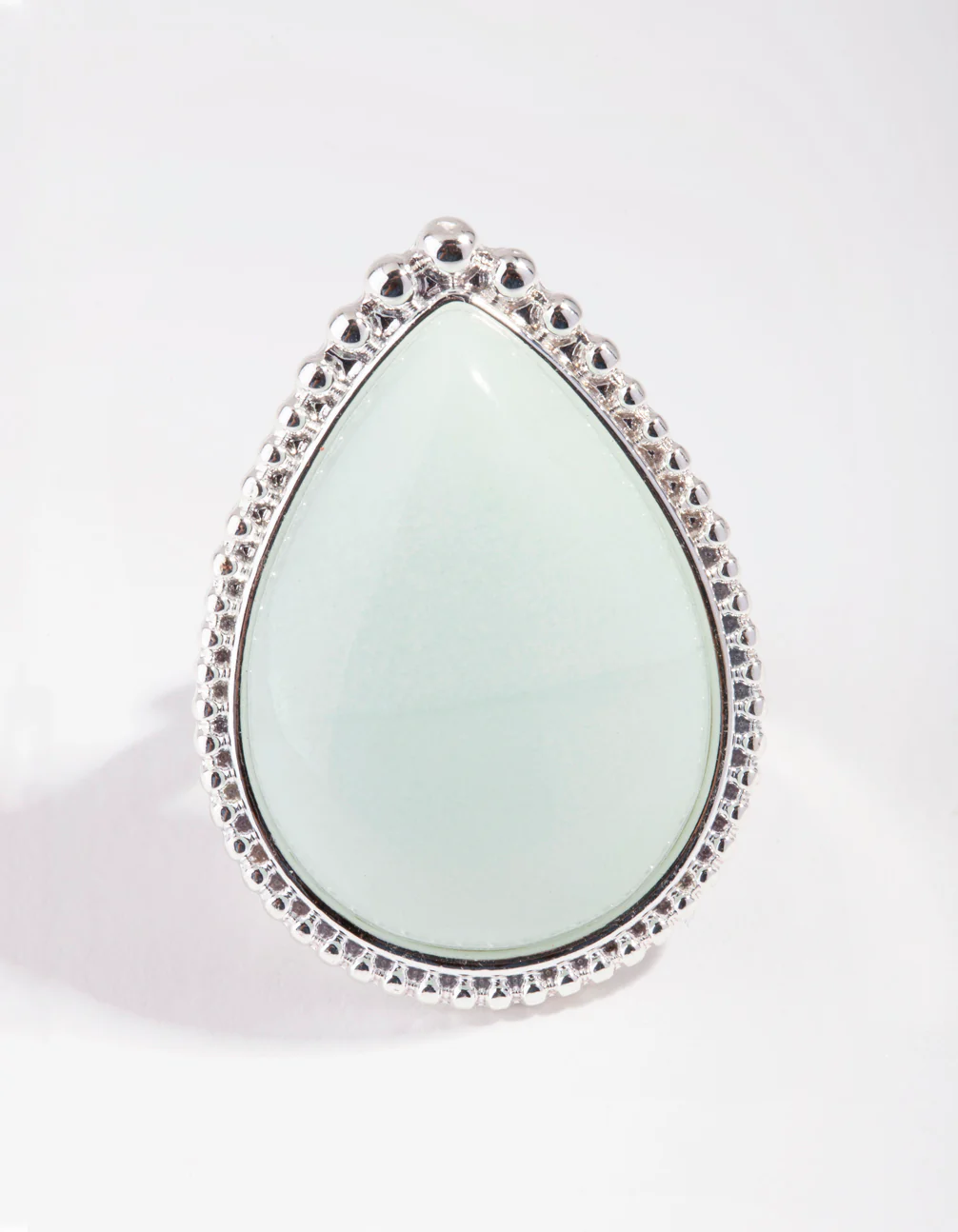 Silver Tear Drop Stone Ring - Image 2