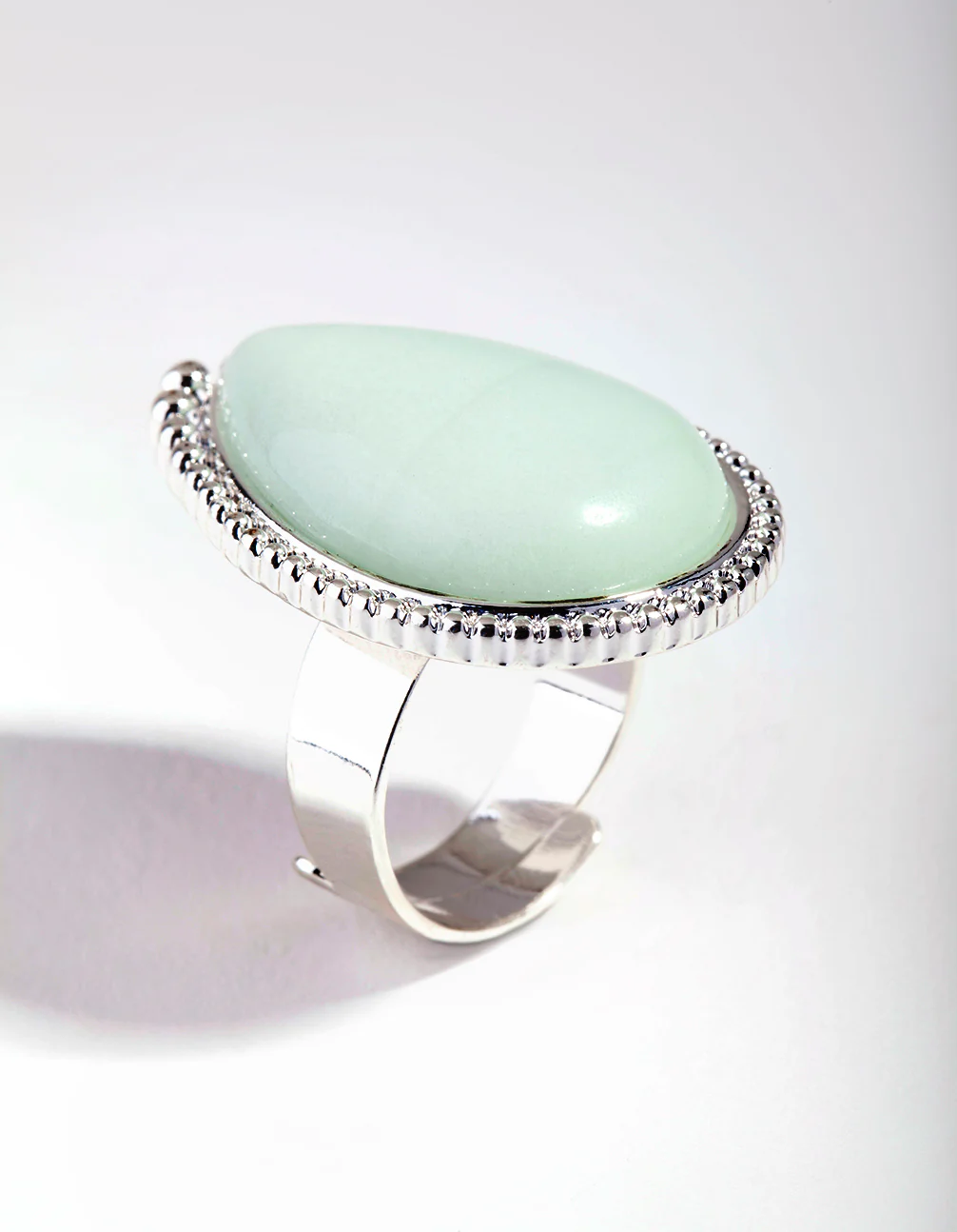 Silver Tear Drop Stone Ring - Image 3
