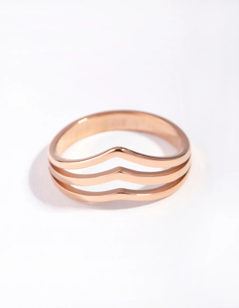 Rose Gold 3-Row Wave Ring - Image 2