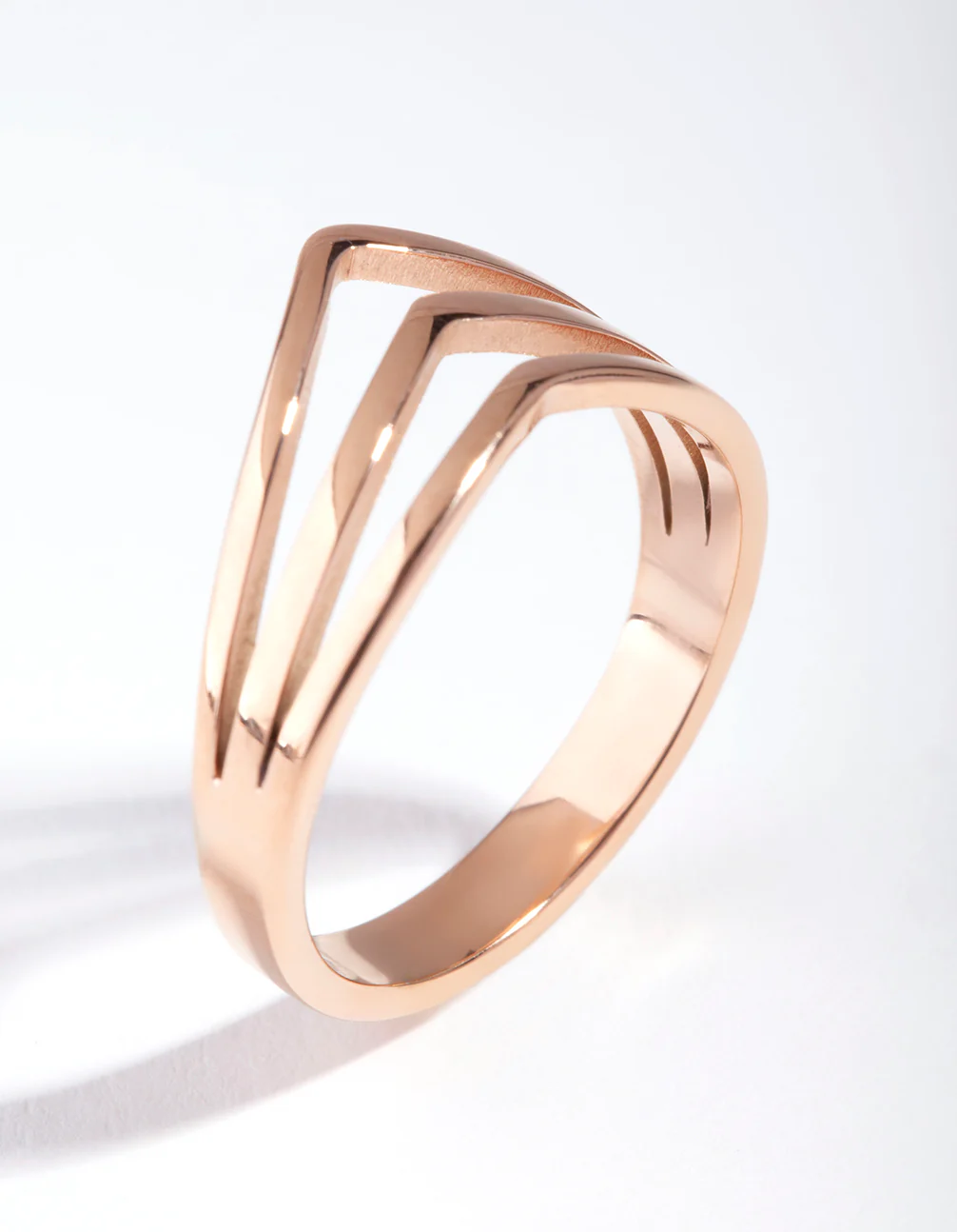 Rose Gold 3-Row Wave Ring - Image 3