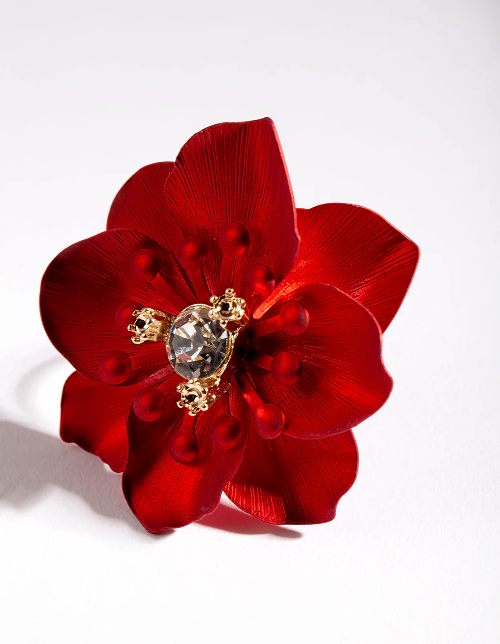 Coated Metal Art Deco 3D Flower Ring - Image 2