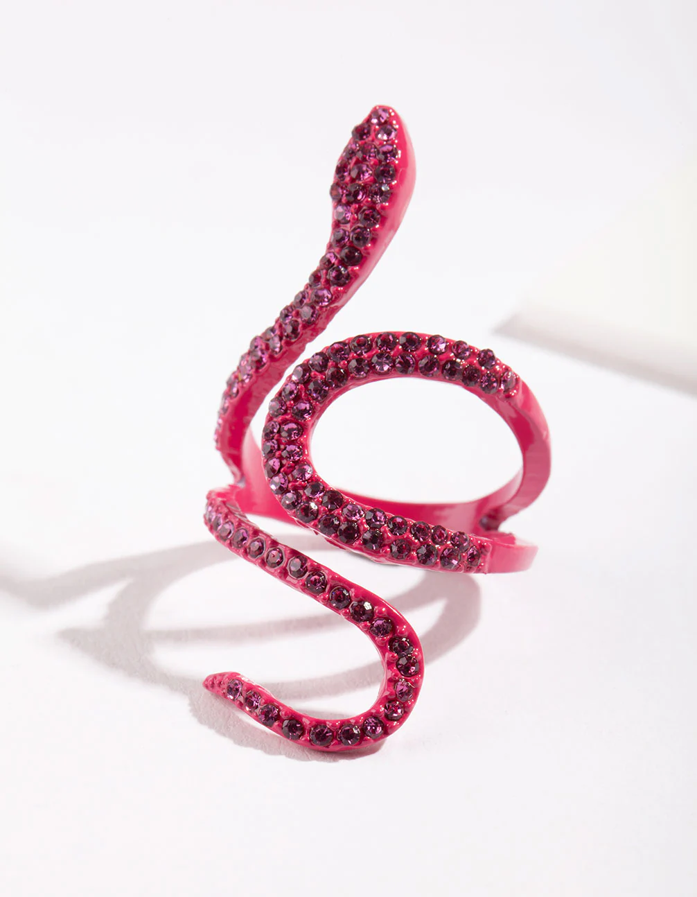 Pink Diamante Swirl Snake Ring - Image 2