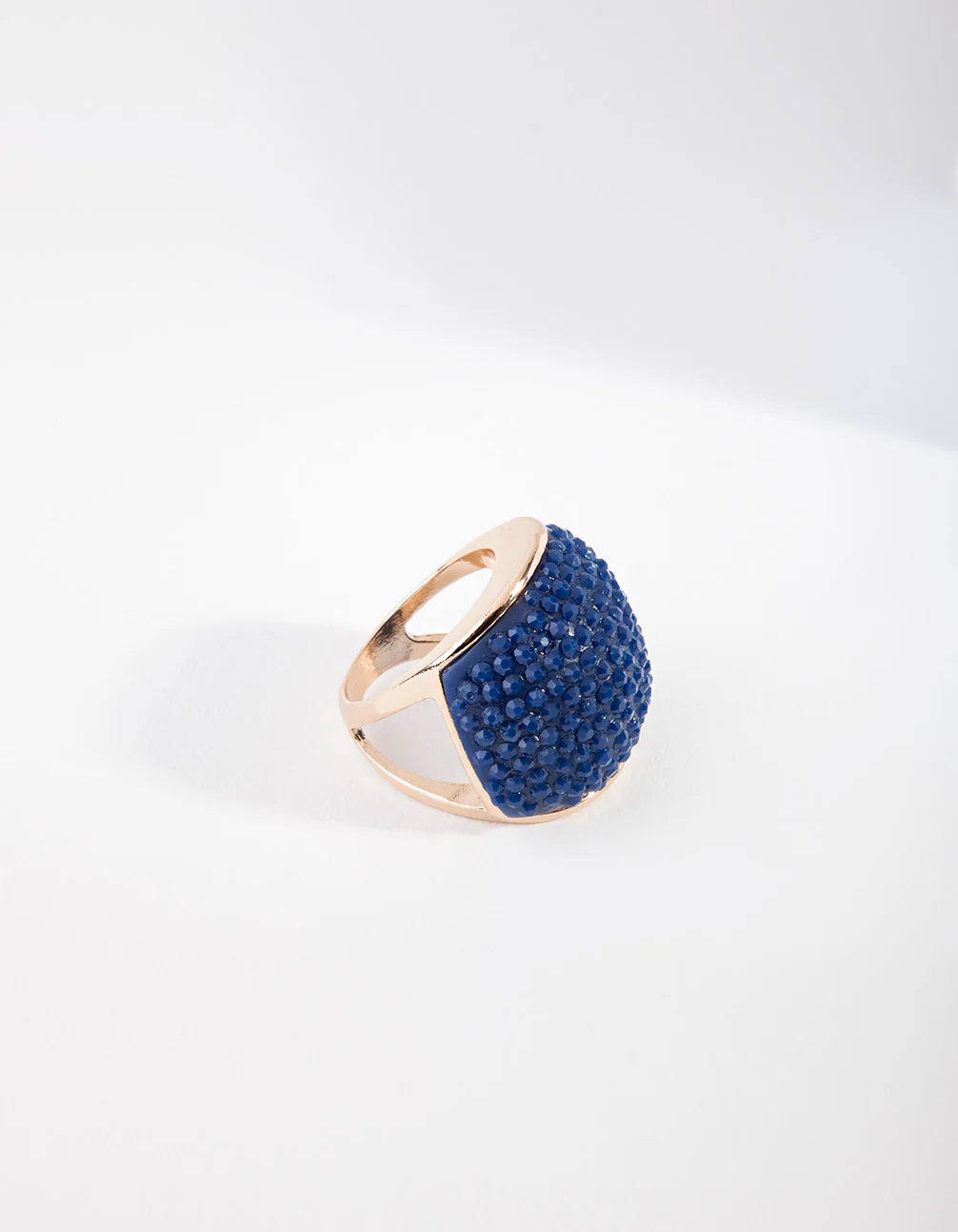 Gold Blue Pave Dome Ring - Image 2