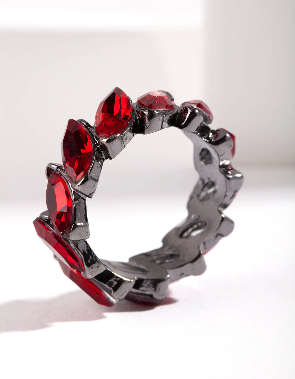 Gunmetal Navette Stone Band Ring - Image 2