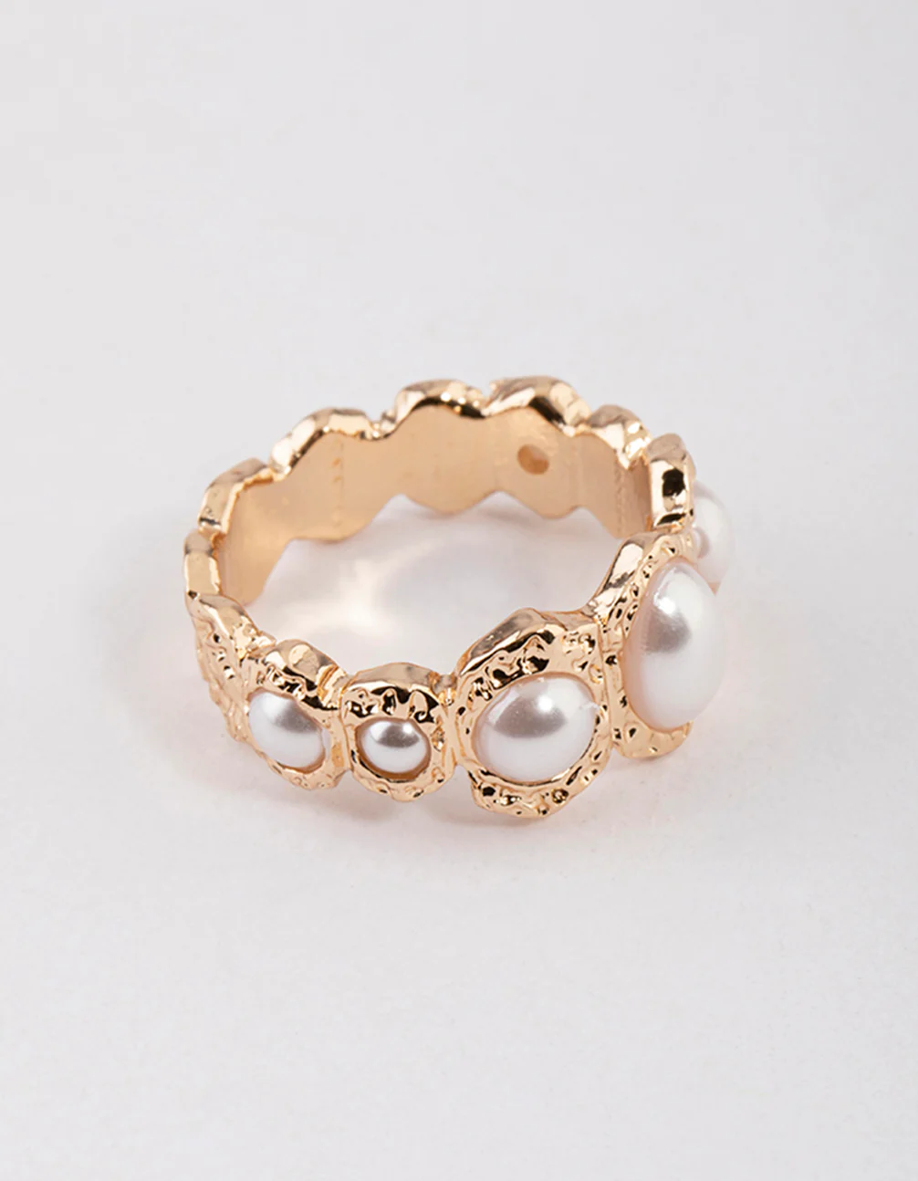 Gold Triple Stone Molten Ring - Image 2