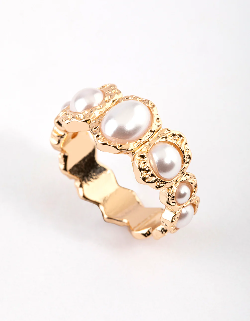 Gold Triple Stone Molten Ring - Image 3