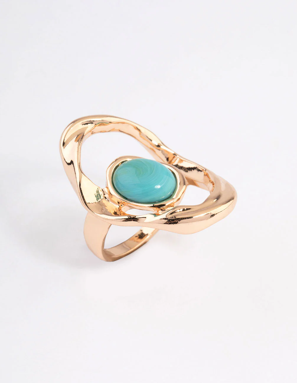 Gold Abstract Turquoise Ring - Image 2
