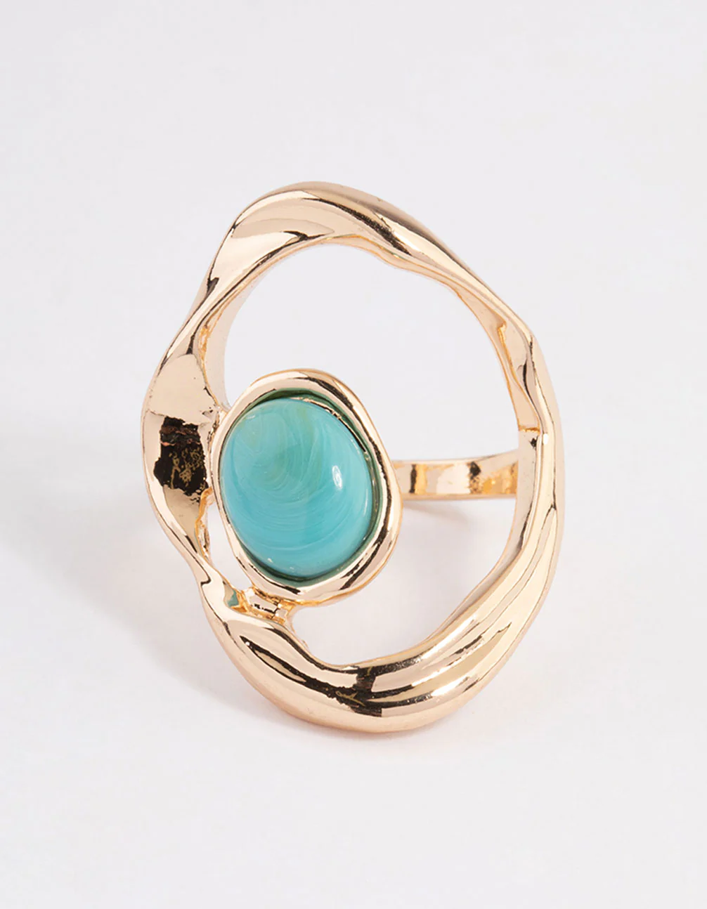 Gold Abstract Turquoise Ring - Image 3