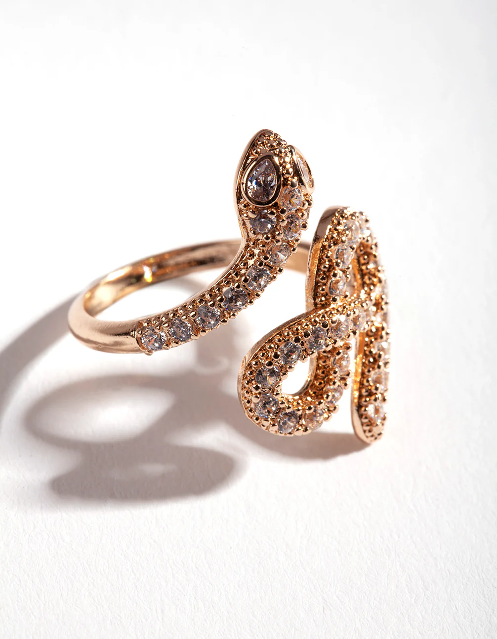 Gold Knotted Diamante Snake Ring - Image 2