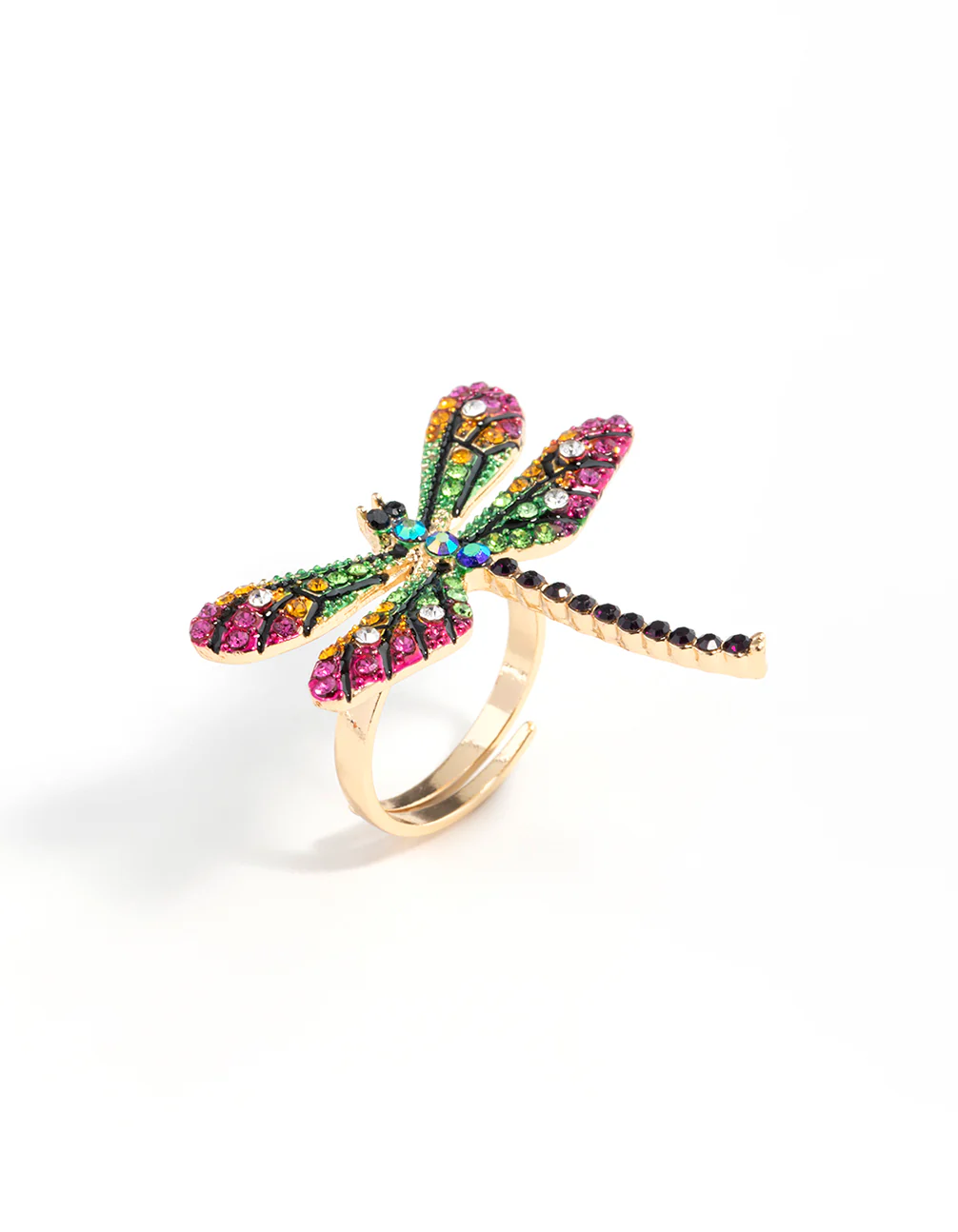 Gold Rainbow Dragonfly Ring - Image 2